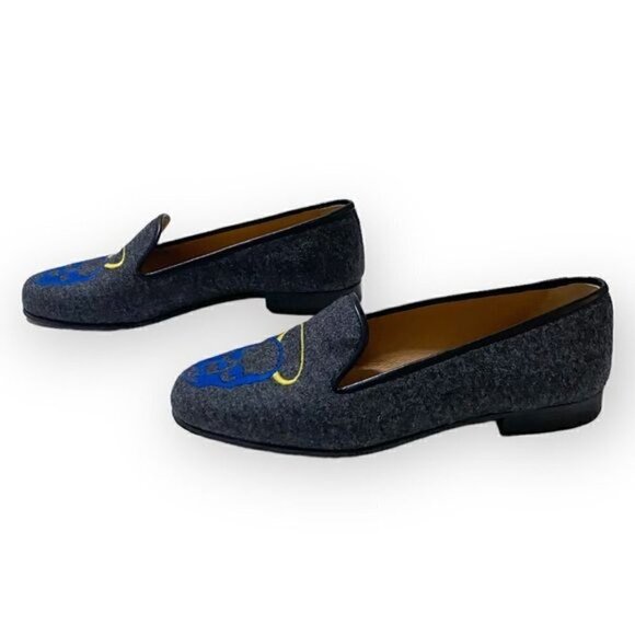 Stubbs & Wootton Gray Flannel Skull and Angel Slip on Loafers. Size 6 - Picture 5 of 10